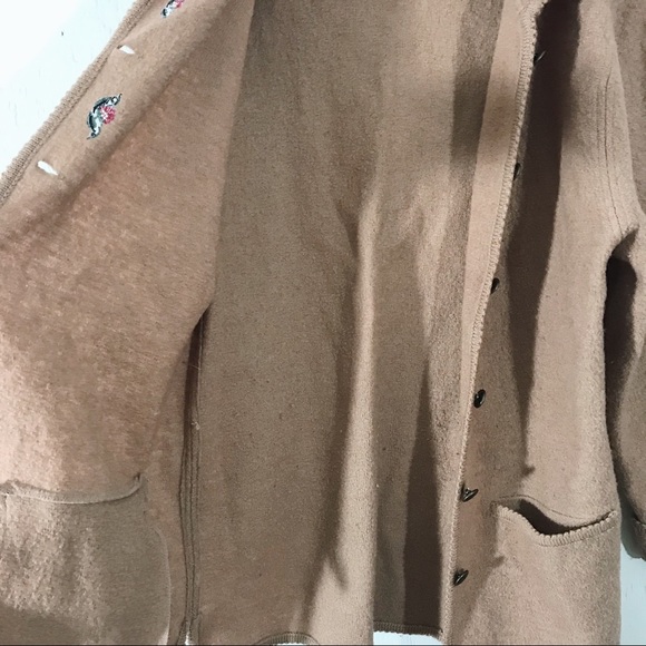 Vintage City Scape Slouchy Embroidered Wool Coat - Picture 4 of 8